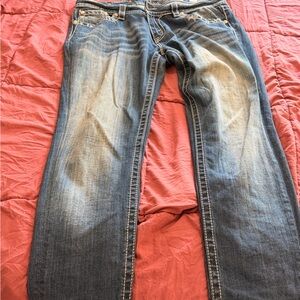 Miss Me Blue Straight-Leg Women's Jeans with Fading